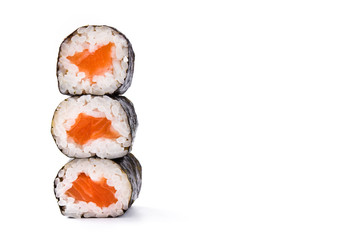 Wall Mural - sushi rolls on white background. Copyspace