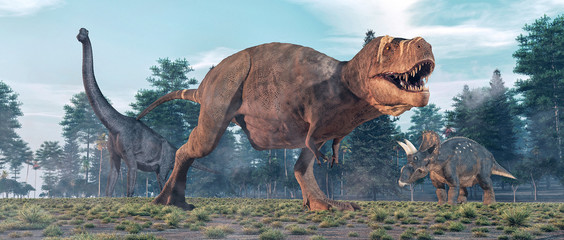 Plakat zwierzę tyranozaur dżungla dinozaur 3d