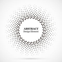 Wall Mural - Halftone dotted background circularly distributed. Halftone effect vector pattern. Circle dots isolated on the white background.Border logo icon. Draft emblem for your design.