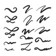 Set of hand drawn lettering and calligraphy swirls, squiggles. Vector ink decorations for composition - Vector