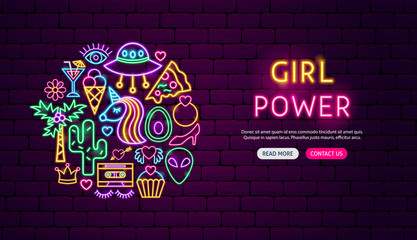 Sticker - Girl Power Neon Banner Design