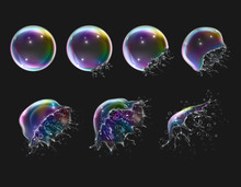 Realistic Soap Bubbles Explosion Stages
