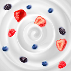 Sticker - Yogurt Cream With jam Realistic Background