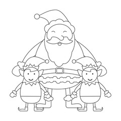 Wall Mural - Christmas santa claus cartoon black and white