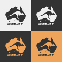 Vector Australia And Kangaroo Icon.