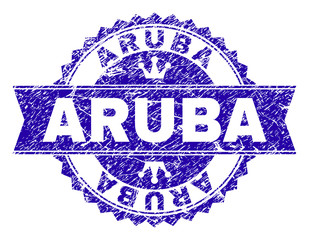 Wall Mural - aruba rosette stamp watermark with grunge texture. designed with round rosette, ribbon and small cro