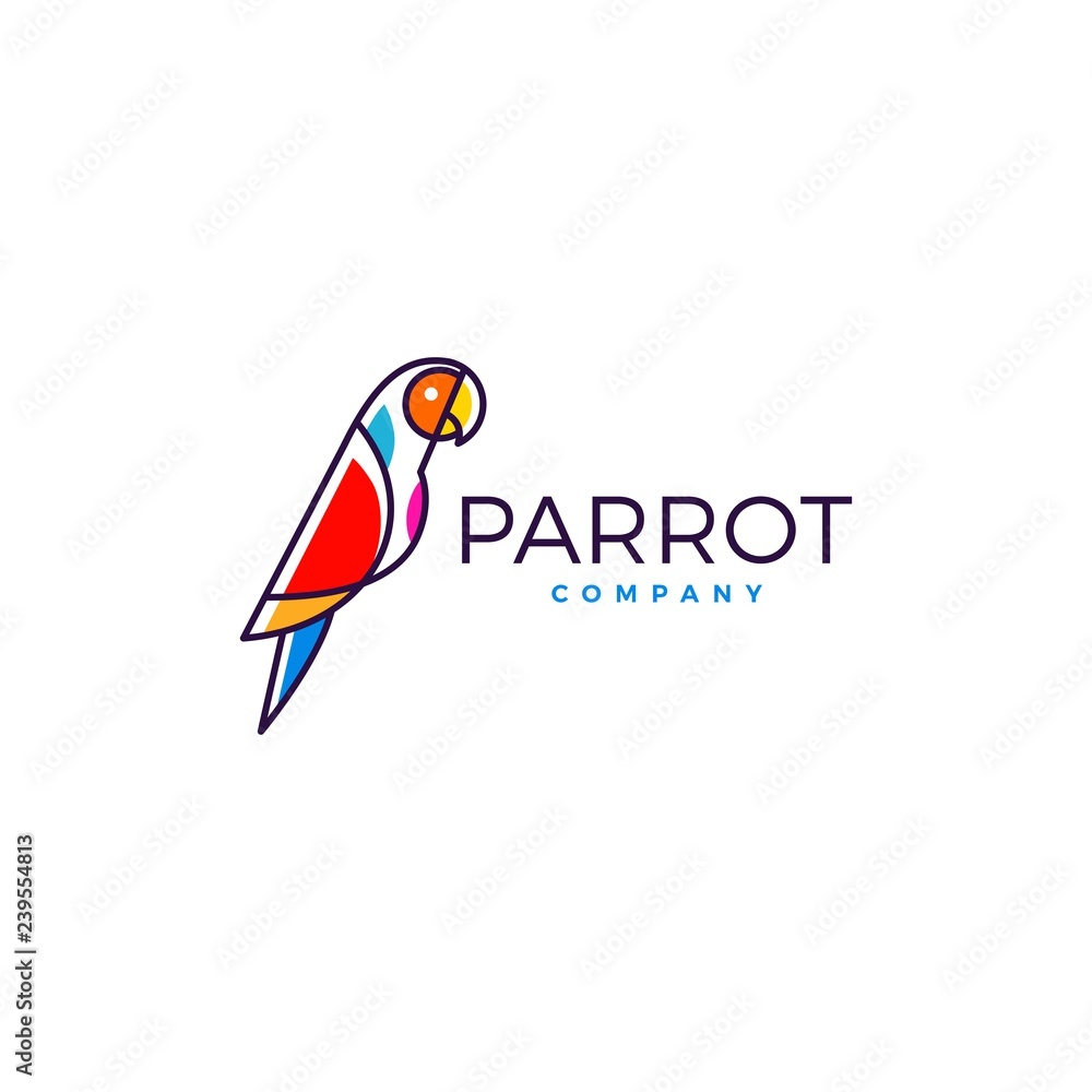 parrot logo bird vector illustration icon Stock Vector | Adobe Stock