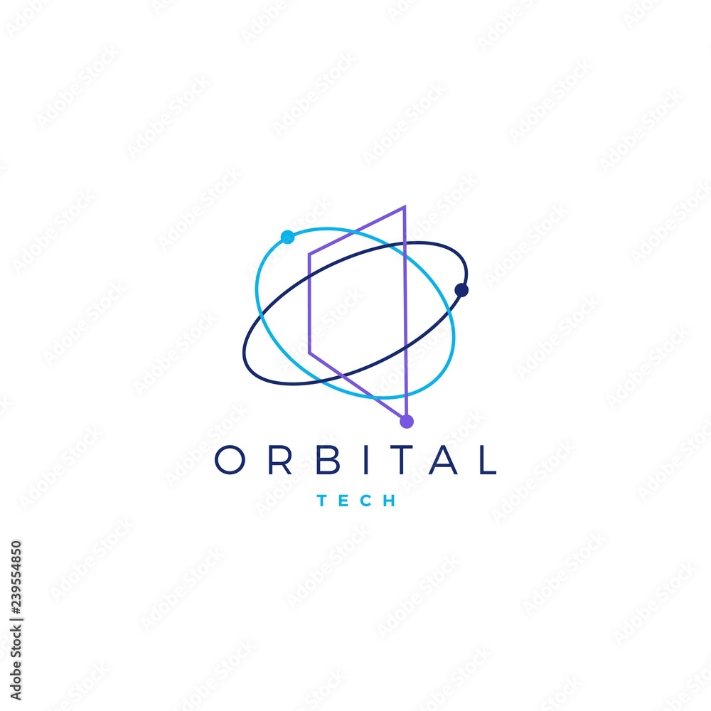 orbital tech logo vector icon illustration - obrazy, fototapety, plakaty 