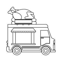 Poster - Food truck restaurant in black and white