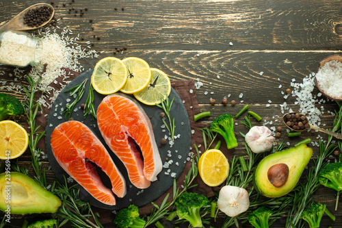 Delicious Fresh Fish Steaks Salmon Trout Clean And Tasty Food