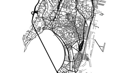 Urban vector city map of Mumbai, India