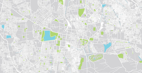 Urban vector city map of Mydore, India