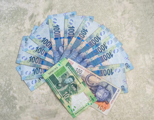 south african bank notes on the white background