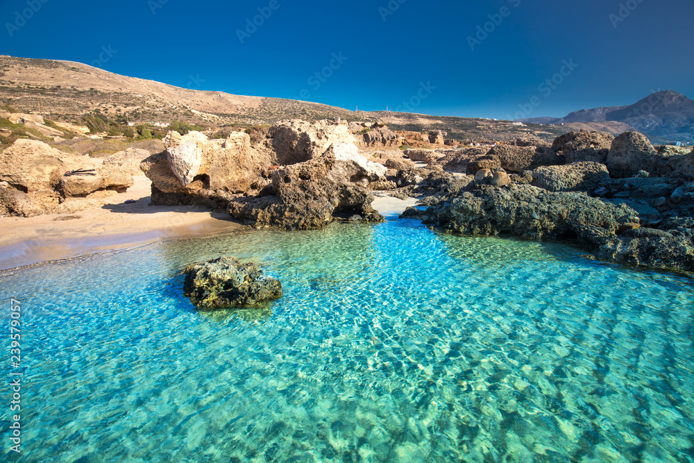 Obraz na płótnie Falassarna beach on Crete island with azure clear water, Greece, Europe w salonie