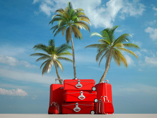 Poster - tropical travel red