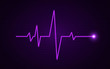 © Vegorus - Heart pulse concept. Glowing medical line. Healthcare background. Pulse diagram with bright gradient. Heartbeat art template. Health visualization on dark backdrop. Trendy vector illustration