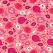 St. Valentine's Day seamless pattern with speech bubbles, flowers, hearts