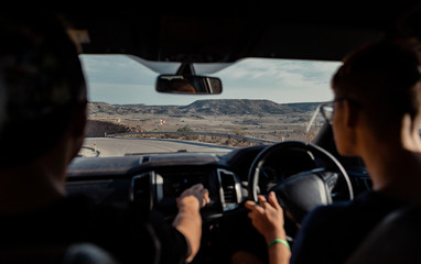 View from the car on the road