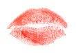 Color lipstick kiss mark on white background
