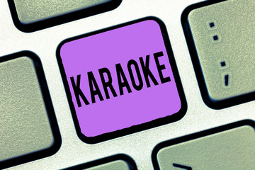 Wall Mural - Writing note showing Karaoke. Business photo showcasing Entertainment singing along instrumental music played by a machine.