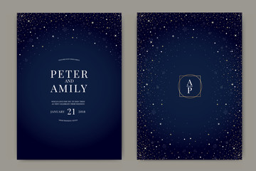 wedding invitation, floral invite thank you, rsvp modern card design in star light decorative vector