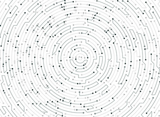 Wall Mural - abstract futuristic black electronic pattern on white background, digital technology maze backdrop