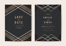 Wedding Invitations Card With Luxurious Geometric Pattern Vector Design Template
