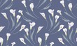 White Callas on a grey background. Seamless vector pattern.