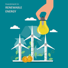 Investment in renewable energy vector flat illustration