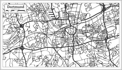 Wall Mural - Dortmund Germany City Map in Retro Style. Outline Map.