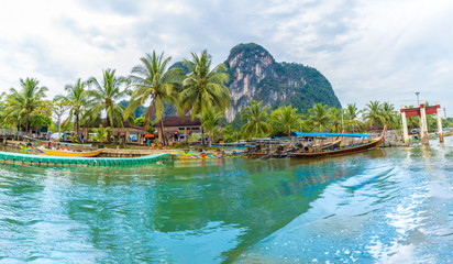 Wall Mural - harbor on ton sai bay, phi phi islands, andaman sea, thailand