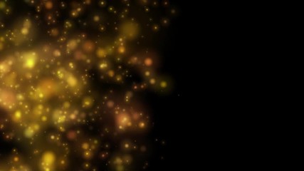 Wall Mural - gold particles horizontal movement background animation half screen with blank copy space at the sid