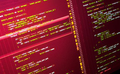 Wall Mural - site developing. php code on the computer. programming concept