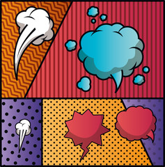 Wall Mural - set of speech bubbles and expressions pop art background