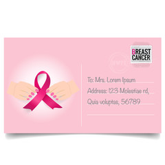 Wall Mural - Breast Cancer Awareness Month background design. Breast cancer awareness pink ribbon. Vector Illustration