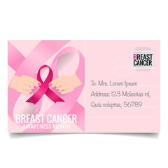 Canvas Print - Breast Cancer Awareness Month background design. Breast cancer awareness pink ribbon. Vector Illustration