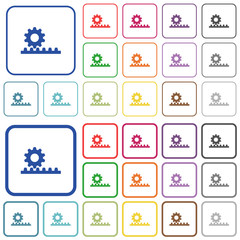 Poster - Cogwheel with rack pinion outlined flat color icons