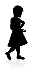 Wall Mural - A high quality detailed kid or child in silhouette playing and having fun