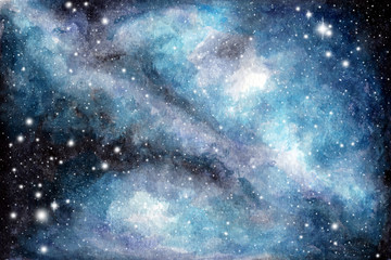 Abstract watercolor galaxy sky background, Cosmic texture. Night sky. Universe filled with stars. fantasy background.