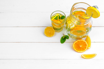 refreshing cold citrus water with mint