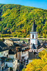 Sticker - Hony Cross Church in Assmannshausen, the Upper Middle Rhine Valley in Germany