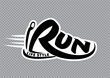 Run lettering. Silhouette of a word. Vector emblem