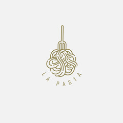 Vector icon and logo for italian pasta or noodles. Editable outline stroke size. Line flat contour, thin and linear design. Simple icons. Concept illustration. Sign, symbol, element.