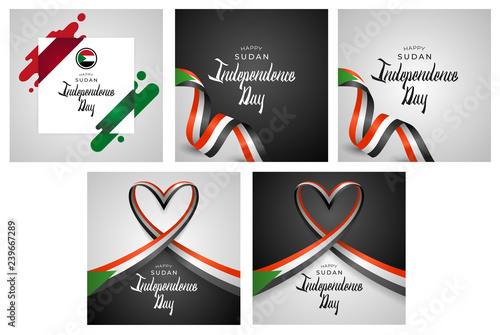 Fotografie, Obraz Republic of the Sudan Independence Day Vector Template Design Illustration Set