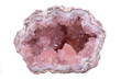 Rare Pink Amethyst Geode Cluster from Patagonia, Argentina. Isolated on white background.