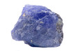 Blue violet extra quality rough Tanzanite from Tanzania isolated on white background.