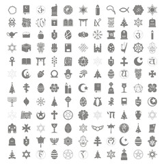 Set of monochrome icons with religious symbols for your design