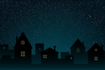 Wall Mural - realistic starry sky with blue glow shining stars.
