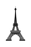 Fototapeta Boho - Vector illustration of Eiffel Tower symbol of Paris, France. Black silhouette isolated on white background