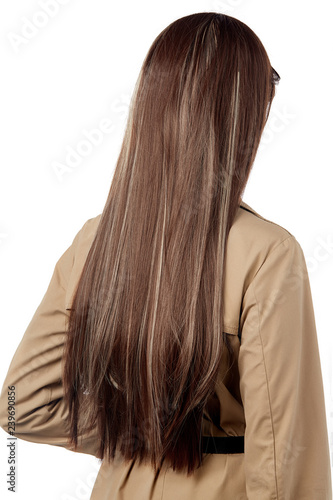 A Back View Side Portrait Of A Lady With Long Dark Brown